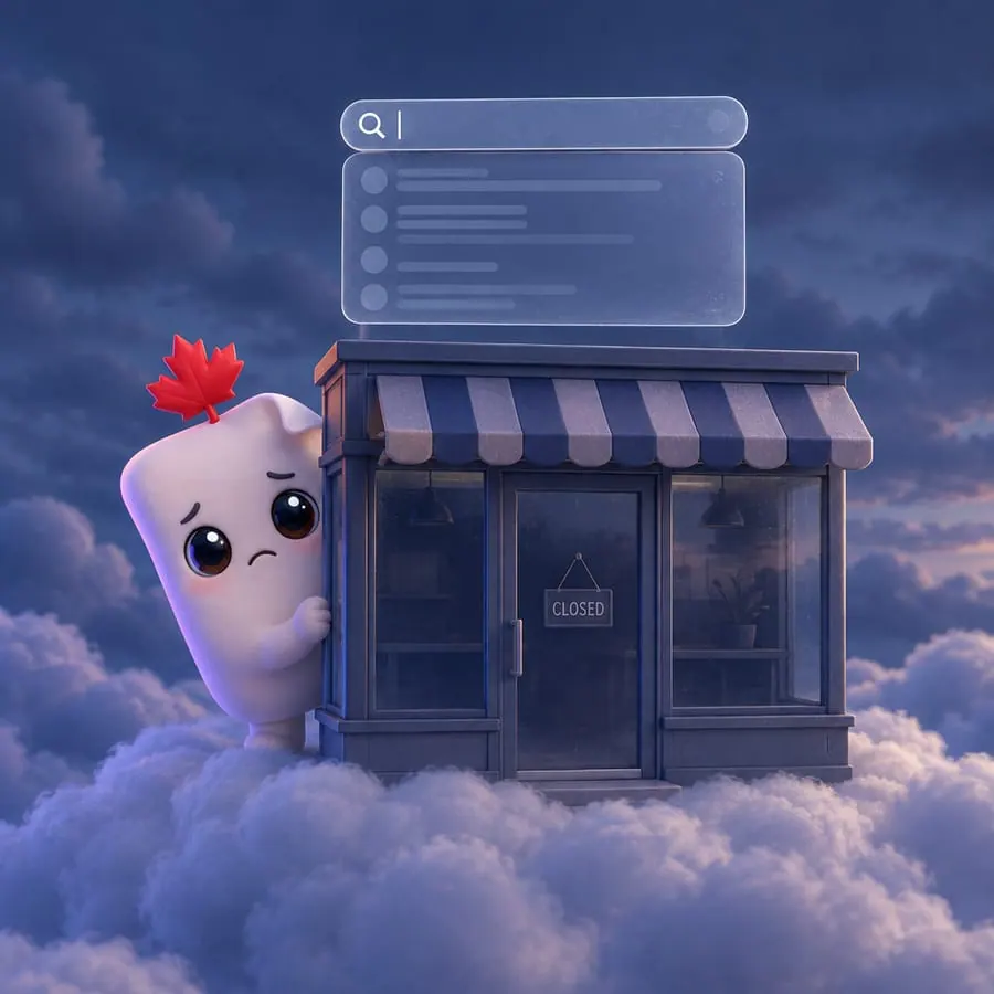 Une vitrine éteinte sur un nuage, sous une barre de recherche vide : le site que personne ne trouve